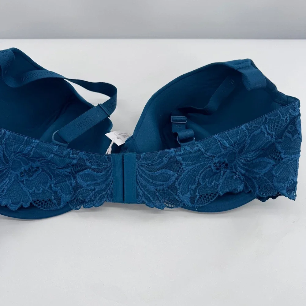 Adore Me Full Coverage Bra Teal Blue Lace Trim Underwire Support Sz 42G New‎